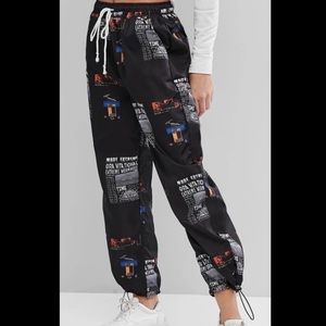 Zaful Printed Windbreaker Jogger Pants.